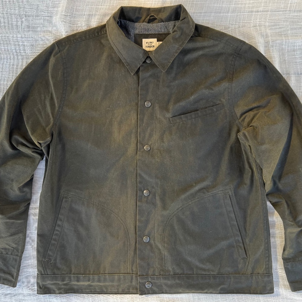 Flint & Tinder James Waxed Snap Jacket – Olive – Men’s XL – Huckberry